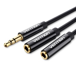 Cable Divisor Stereo 3.5 Mm Macho A 2 * 3.5 Mm Hembra 0 3M Tipo ABS Negro Vention