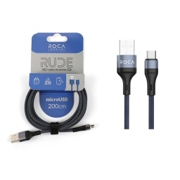 Cable de Datos ROCA RUDE USB a micro USB 100cm 3A Azul